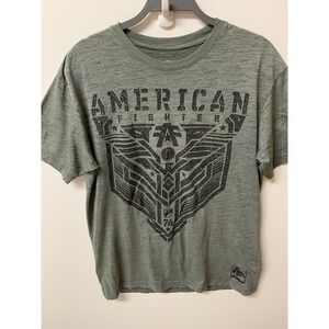 American Fighter Buckle Short Sleeve Graphic Crew Neck Shirt Mens XL Green